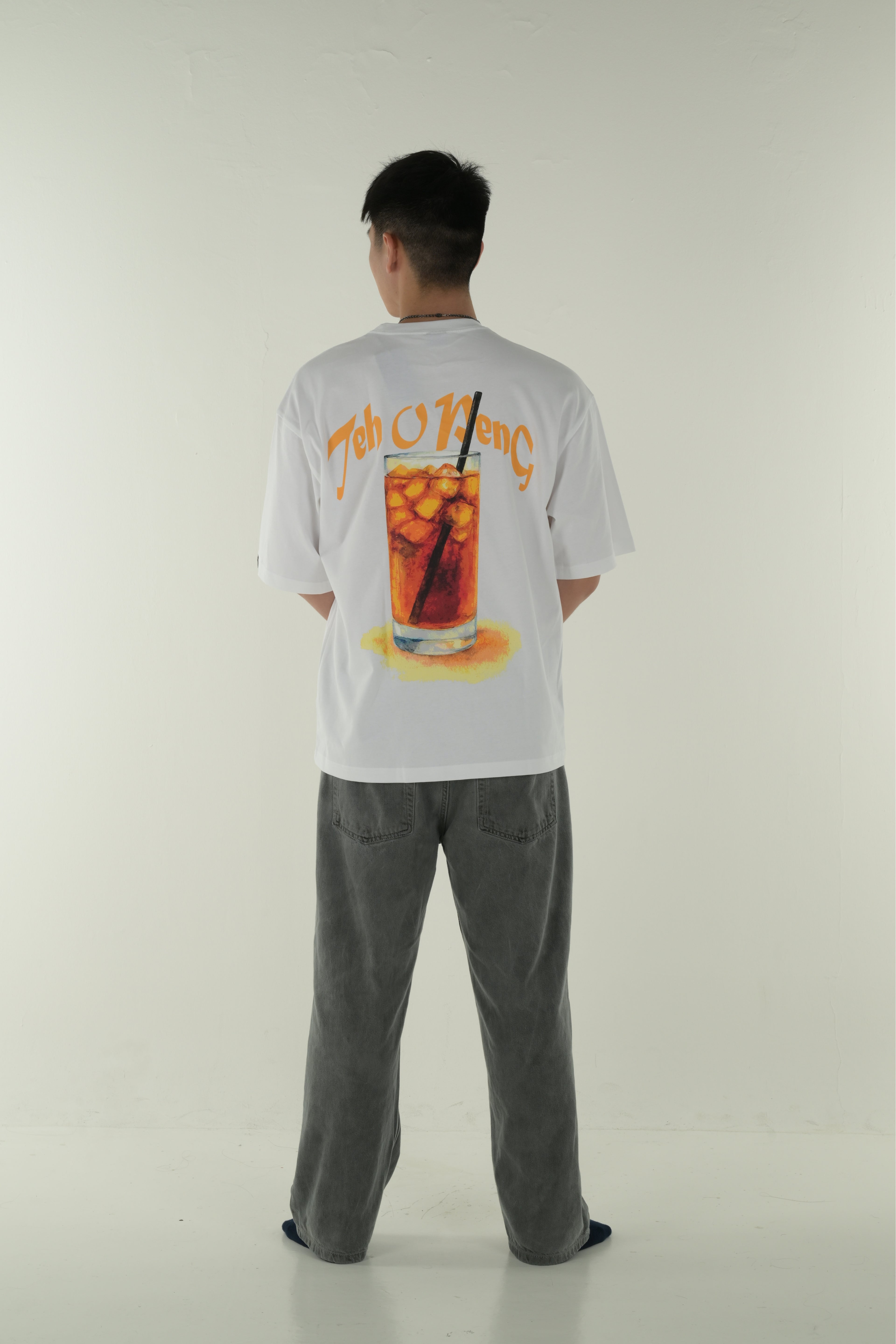 [SHIOK Series] Teh O Peng White Oversized Tee