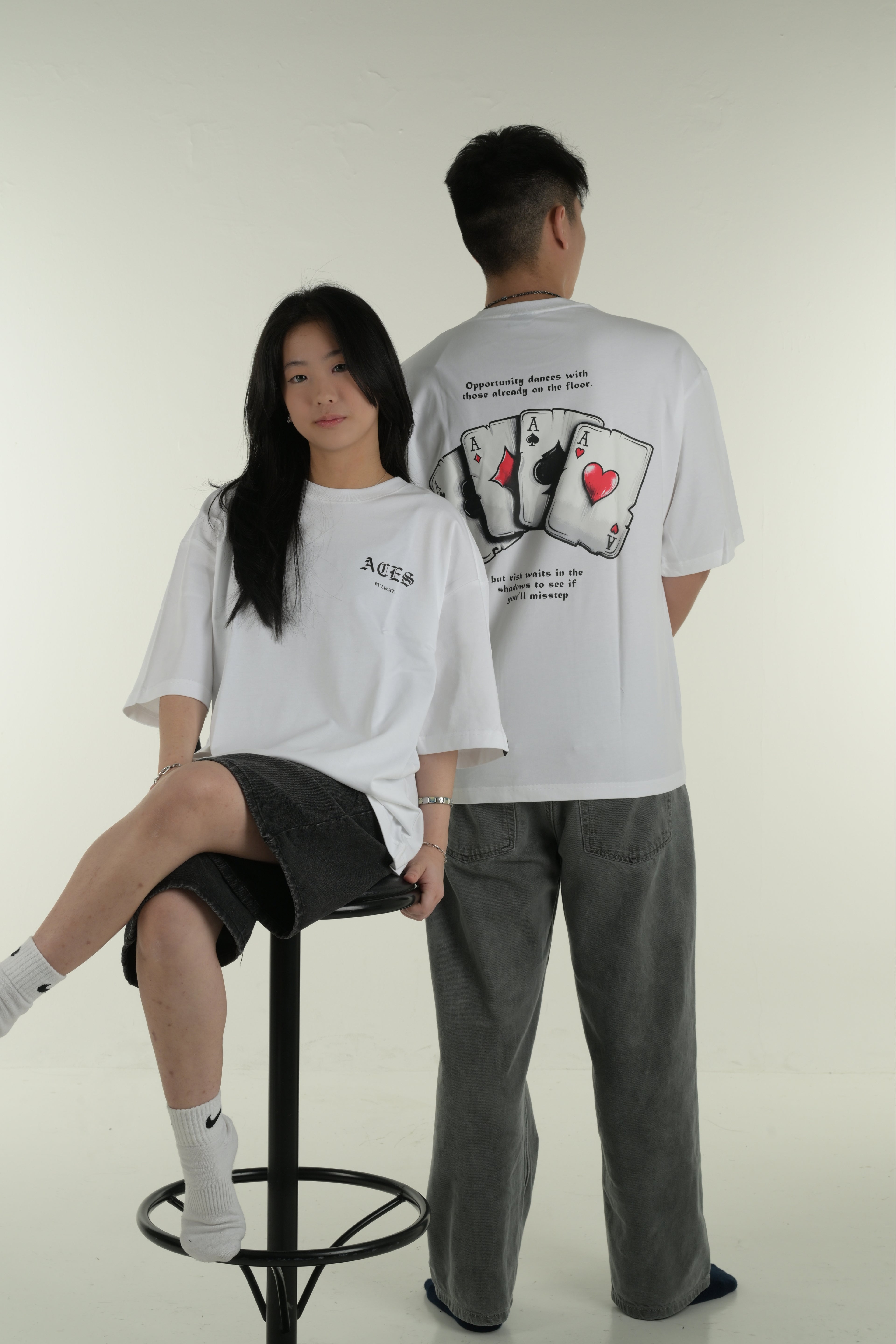 Aces White Oversized Tee