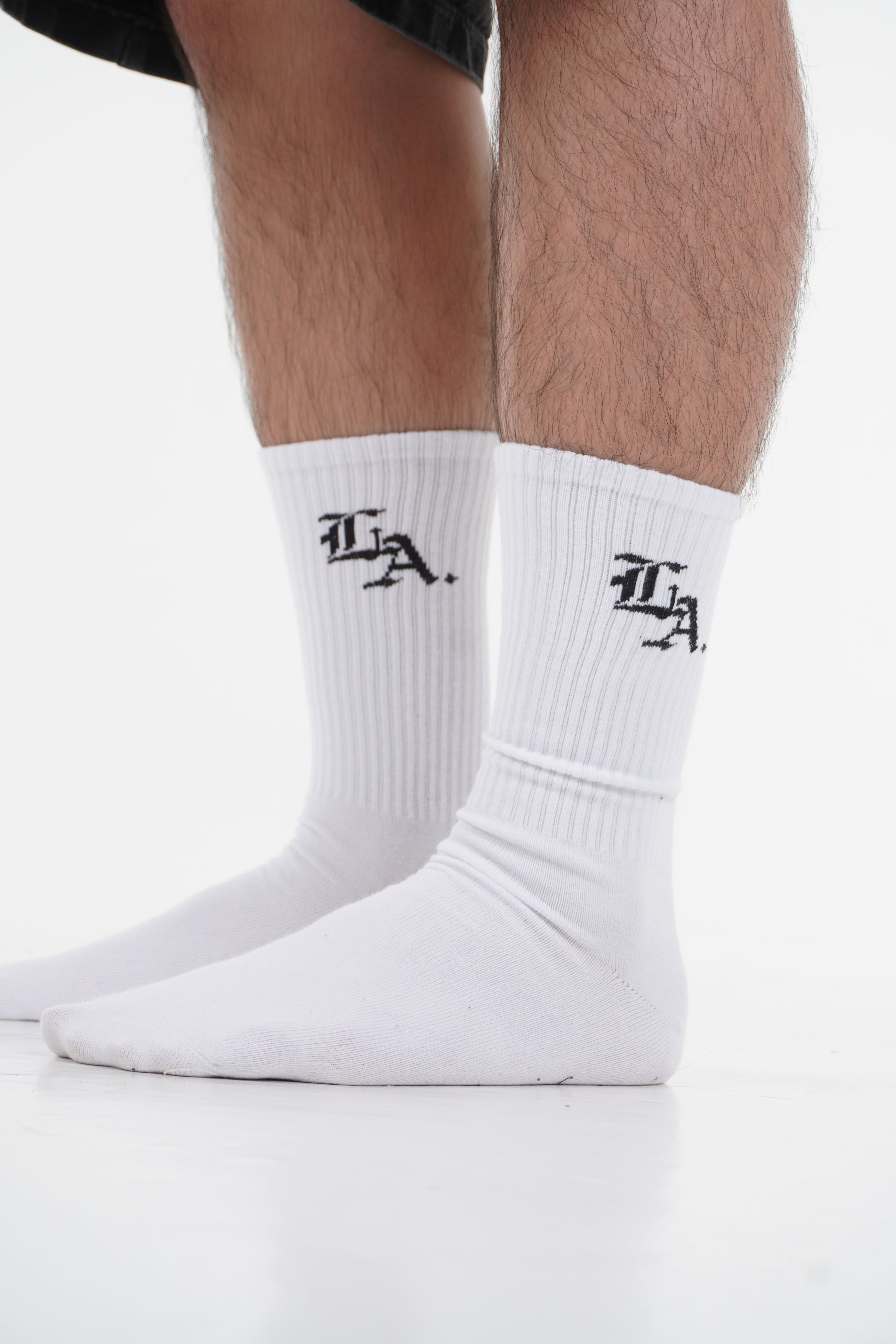 LEGIT. Unisex White Crew Socks